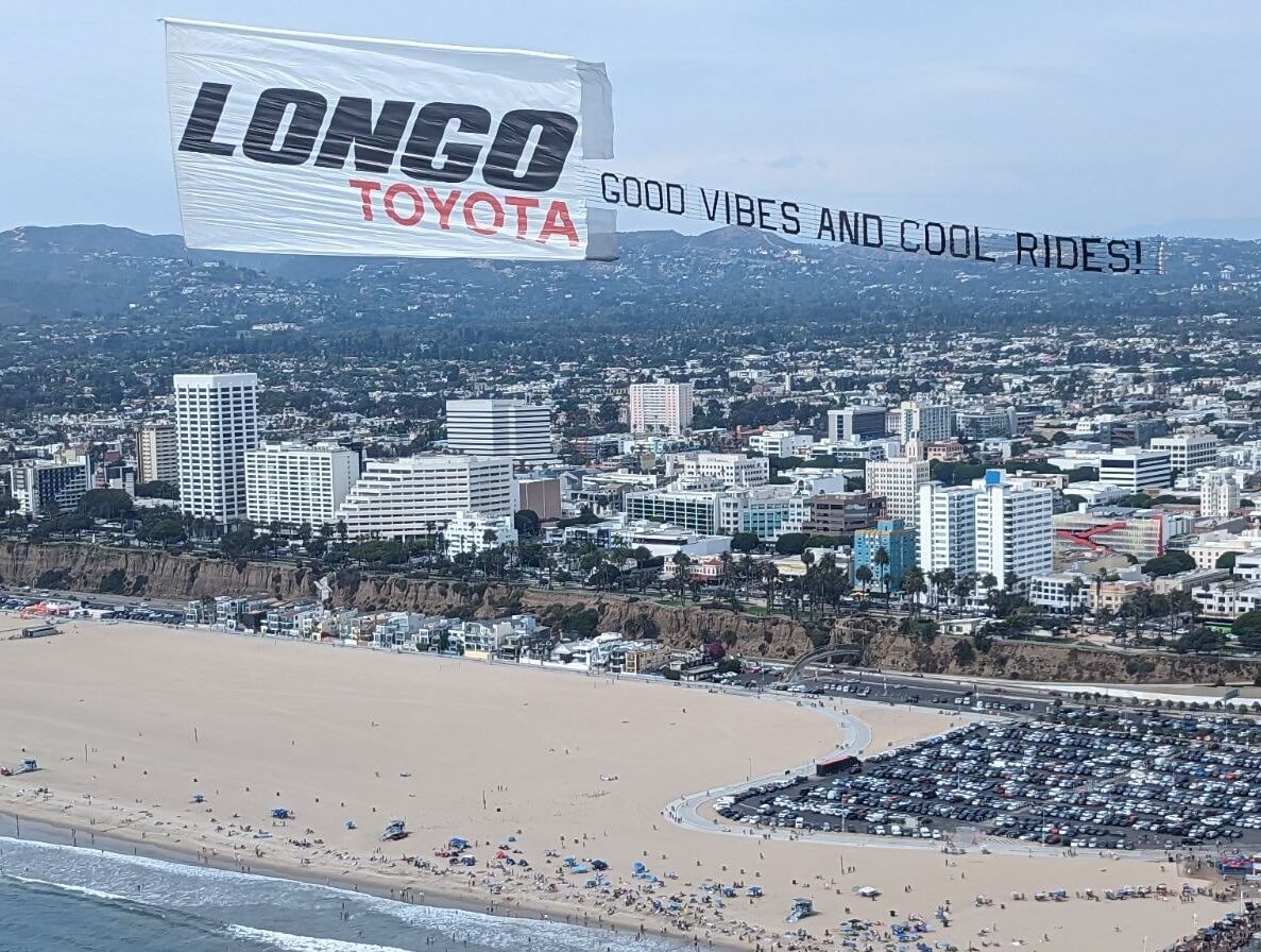 Longo Toyota Aerial Logo and Banner